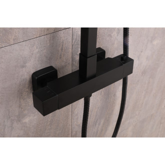 CERANO - Sprchový nástěnný sloup Vermax - termostatická sprchová baterie - černá matná