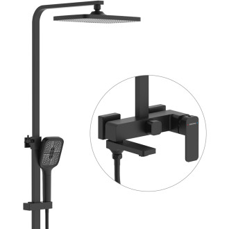 CERANO - Sprchový nástěnný sloup Zenira - vanová otočná baterie - černá matná