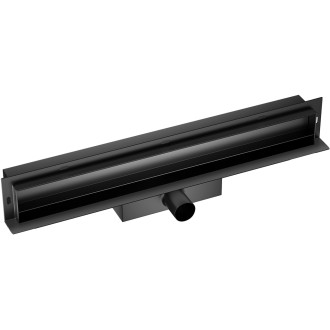 CERANO - Sprchový odtokový žlab ke stěně, sifon - nerez - DN40 - černá matná - 74 cm