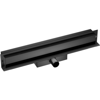 CERANO - Sprchový odtokový žlab ke stěně, sifon - nerez - DN40 - černá matná - 94 cm