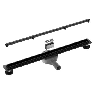 CERANO - Sprchový odtokový žlab Slim, sifon otočný 360° - nerez - DN40 - černá matná - 124 cm