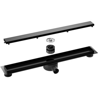 CERANO - Sprchový odtokový žlab, sifon otočný 360° - design 2v1 - nerez - DN40 - černá matná - 104 cm