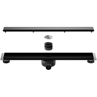 CERANO Lineární odtokový žlab se sif., otočný 360° design 2v1  černá matná 60cm CER-414932