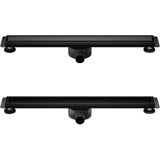 CERANO - Sprchový odtokový žlab, sifon otočný 360° - design 2v1 - nerez - DN40 - černá matná - 74 cm