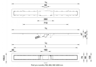 STANDARDline - odtokový žlab s roštem MEDIUM, délka 400 mm OLPZLABST39
