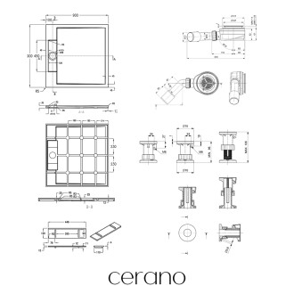 CERANO - Sprchová vanička samonosná čtvercová Loro - litý mramor - antracitová - 90x90cm - s nožičkami