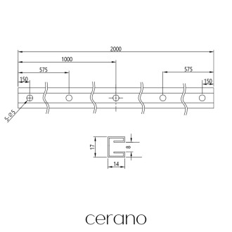 CERANO - Stěnový profil pro sprchové zástěny Walk-in - 8 mm - zápustný - zlatá - 200 cm