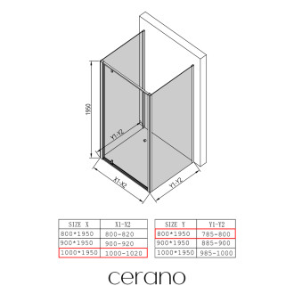 CERANO - Třístěnný sprchový kout Ferri U L/P - 6 mm - chrom, transparentní sklo - 100x80x195 cm - pivotový