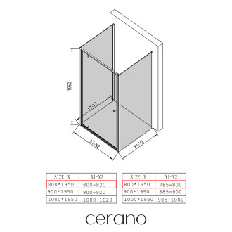 CERANO - Třístěnný sprchový kout Ferri U L/P - 6 mm - chrom, transparentní sklo - 80x80x195 cm - pivotový