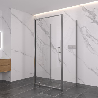 CERANO - Třístěnný sprchový kout Ferri U L/P - 6 mm - chrom, transparentní sklo - 80x90x195 cm - pivotový