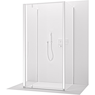 CERANO - Třístěnný sprchový kout Ferri U L/P - 6 mm - chrom, transparentní sklo - 90x100x195 cm - pivotový