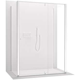 CERANO - Třístěnný sprchový kout Santini U L/P - 6 mm - chrom, transparentní sklo - 100x90x195 cm - pivotový