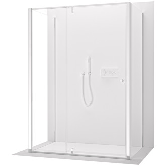 CERANO - Třístěnný sprchový kout Santini U L/P - 6 mm - chrom, transparentní sklo - 120x100x195 cm - pivotový