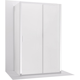 CERANO - Třístěnný sprchový kout Varone LINE U L/P - 6 mm - chrom, mléčné sklo - 110x90 cm - posuvný