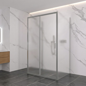 CERANO - Třístěnný sprchový kout Varone LINE U L/P - 6 mm - chrom, mléčné sklo - 130x80 cm - posuvný