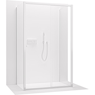 CERANO - Třístěnný sprchový kout Varone POINT U L/P - 6 mm - chrom, transparentní sklo - 150x100x195 cm - posuvný
