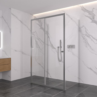 CERANO - Třístěnný sprchový kout Varone POINT U L/P - 6 mm - chrom, transparentní sklo - 90x70x195 cm - posuvný