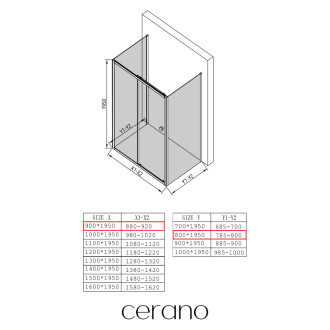 CERANO - Třístěnný sprchový kout Varone POINT U L/P - 6 mm - chrom, transparentní sklo - 90x80x195 cm - posuvný