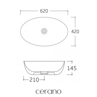 CERANO - Umyvadlo keramické  Alesio - na desku - bílá lesklá - 62x42 cm