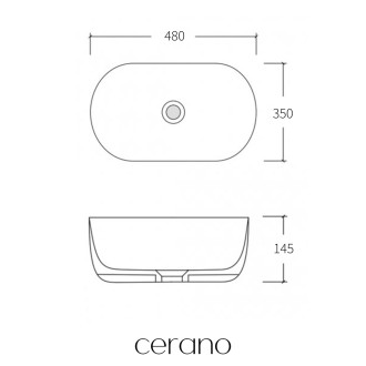CERANO - Umyvadlo keramické  Deno - na desku - bílá lesklá - 48x35 cm