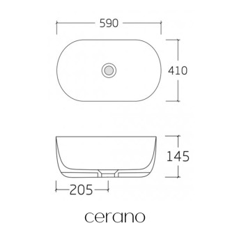 CERANO - Umyvadlo keramické  Deno - na desku - bílá lesklá - 59x41 cm