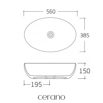 CERANO - Umyvadlo keramické  Ezro - na desku - bílá lesklá - 56x38,5 cm