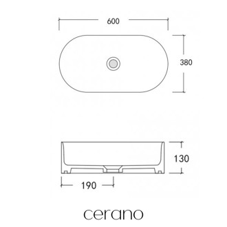 CERANO - Umyvadlo keramické  Federico - na desku - bílá lesklá - 60x38 cm