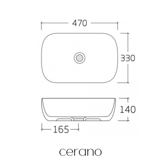 CERANO - Umyvadlo keramické  Lino - na desku - bílá lesklá - 47x33 cm