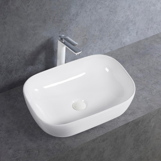 CERANO - Umyvadlo keramické  Lino - na desku - bílá lesklá - 47x33 cm