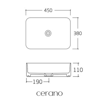 CERANO - Umyvadlo keramické  Matteo - na desku - bílá lesklá - 45x38 cm