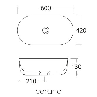 CERANO - Umyvadlo keramické  Nicole - na desku - bílá lesklá - 60x42 cm