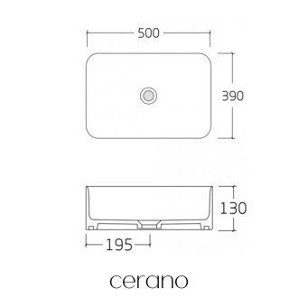 CERANO - Umyvadlo keramické  Vizo - na desku - bílá lesklá - 50x39 cm