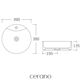 CERANO - Umyvadlo keramické - na desku - Ramo - bílá lesklá - Ø 39 cm