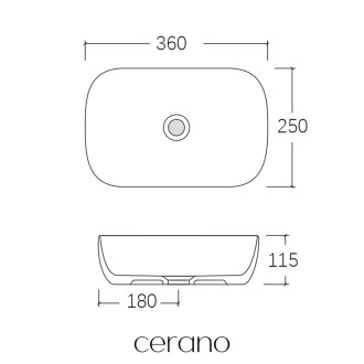 CERANO - Umyvadlo keramické Carlo - na desku - bílá lesklá - 36x25 cm