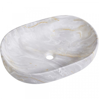 CERANO - Umyvadlo keramické Deno - na desku - mramor světlý - 59x41 cm