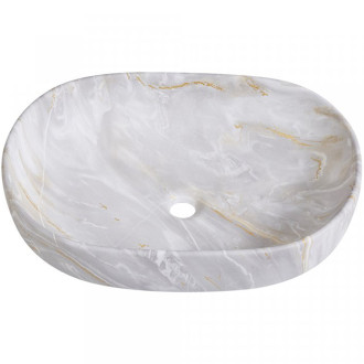 CERANO - Umyvadlo keramické Deno - na desku - mramor světlý - 59x41 cm
