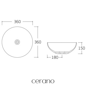 CERANO - Umyvadlo keramické Elio - na desku - bílá lesklá - Ø 36 cm