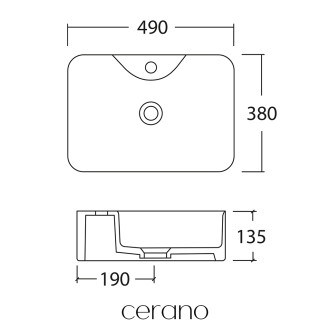CERANO - Umyvadlo keramické Lorenzo - na desku - bílá lesklá - 49x38 cm