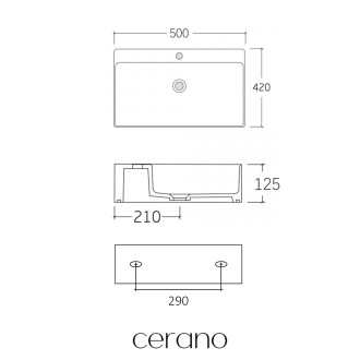 CERANO - Umyvadlo keramické Peno - nástěnné - bílá lesklá - 50x42 cm
