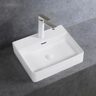 CERANO - Umyvadlo keramické Peno - nástěnné - bílá lesklá - 50x42 cm