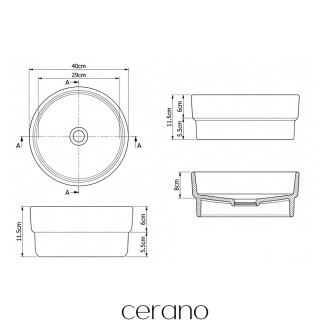 CERANO - Umyvadlo keramické Sonora - polozápustné a na desku - bílá lesklá - ⌀ 40 cm