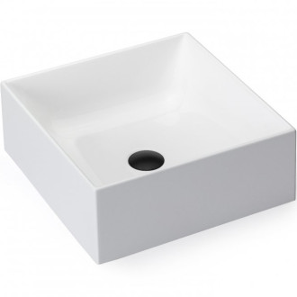 CERANO - Umyvadlo z litého mramoru - Saulius - na desku - bílá lesklá - 40x40 cm