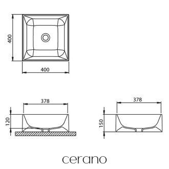 CERANO - Umyvadlo z litého mramoru - Saulius - na desku - bílá lesklá - 40x40 cm