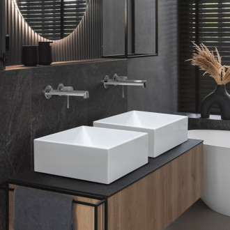 CERANO - Umyvadlo z litého mramoru - Saulius - na desku - bílá lesklá - 40x40 cm