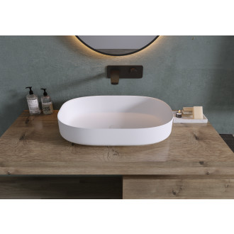 CERANO - Umyvadlo z litého mramoru Atria - na desku - bílá matná - 60x40 cm