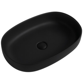 CERANO - Umyvadlo z litého mramoru Atria - na desku - černá matná - 60x40 cm