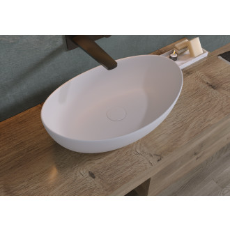 CERANO - Umyvadlo z litého mramoru Gaia - na desku - bílá matná - 55,5x35 cm