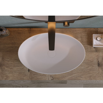 CERANO - Umyvadlo z litého mramoru Gaia - na desku - bílá matná - 55,5x35 cm