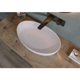 CERANO - Umyvadlo z litého mramoru Gaia - na desku - bílá matná - 55,5x35 cm