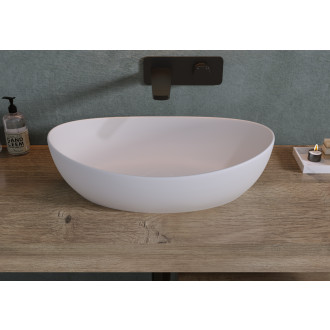 CERANO - Umyvadlo z litého mramoru Gaia - na desku - bílá matná - 55,5x35 cm